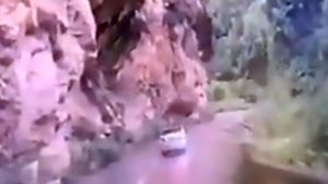 فيديو: صخرة ضخمة تختار سيارة لتسقط عليها بطريقة درامية