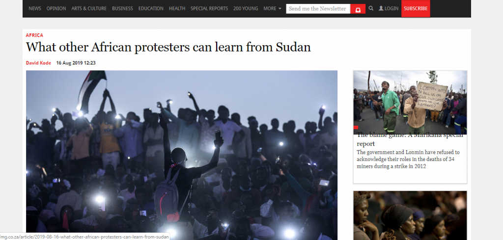 حقوقي من جنوب إفريقيا: السودان يقدم درساً لأفريقيا في نقل السلطة إلى المدنيين