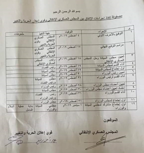 “الحرية والتغيير” و”العسكري” يتفقان على  مصفوفة زمنية لتشكيل مؤسسات الفترة الانتقالية