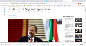 وول استريت جورنال: السودان جدير بشطب اسمه من قائمة الإرهاب