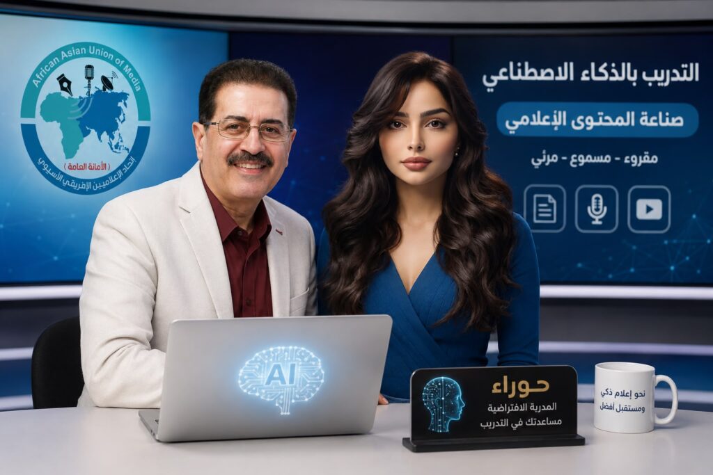 المساعدة الافتراضية “حوراء” تبهر متدربي اتحاد الإعلاميين الأفرو آسيوى– تجربة تدريبية غير مسبوقة تمزج بين الإنسان والذكاء الاصطناعي